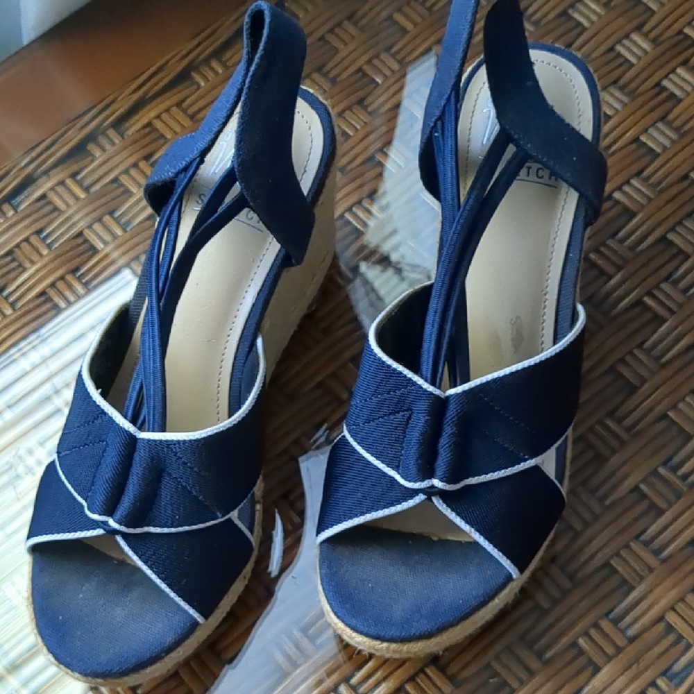 Impo Blue Wedge Sandals with Nautical Accents